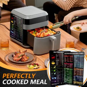 JAQMWV 2 Pack Air Fryer Magnetic Cheat Sheet Set,Air Fryer Accessories Cook Times Sheet for Kitchen,Fryer Sheet Quick Reference Guide,Air Fryer & BBQ Smoker Accessories with Cook Time Recipe Card.