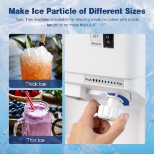 PETSITE Electric Ice Crusher Shaver, 460W Adjustable Shaved Ice Maker Machine, 265LBS/H, Snow Cone Maker for Home and Commercial Use, White