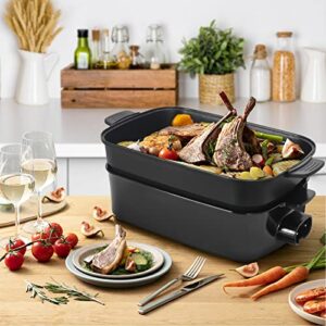 AEWHALE Electric Skillet,Indoor Non-Stick Electric Grill with Removable Plate,1400W Adjustable Temperature Party Griddle