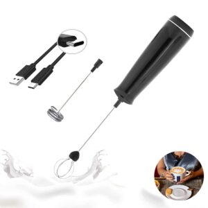 milk frother handheld, mini electric coffee frother with double whisk, overheat protection portable usb rechargeable foam maker 3 speed adjustable egg beater drink mixer immersion blender cordlesss