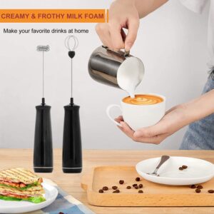 Milk Frother Handheld, Mini Electric Coffee Frother with Double Whisk, Overheat Protection Portable USB Rechargeable Foam Maker 3 Speed Adjustable Egg Beater Drink Mixer Immersion Blender Cordlesss