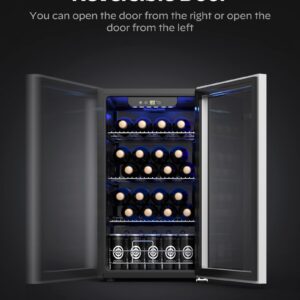 Silonn 26 Bottle Wine Cooler/Cabinet Beverage Refrigerator,Small Mini Wine Cellar for Red,White,Champagne or Sparkling Wine,40f-61f Digital Temperature Control Wine Fridge Glass Door