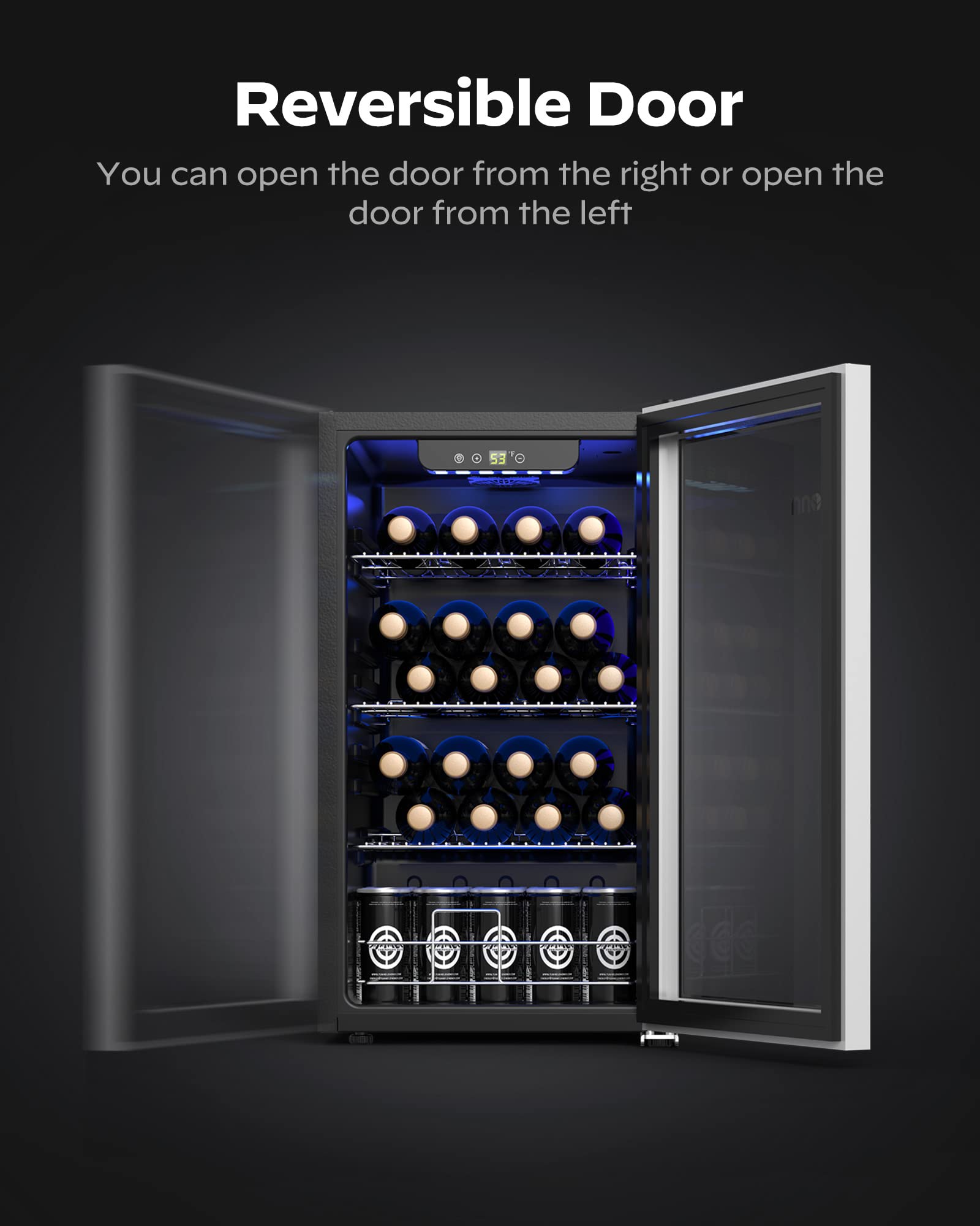 Silonn 26 Bottle Wine Cooler/Cabinet Beverage Refrigerator,Small Mini Wine Cellar for Red,White,Champagne or Sparkling Wine,40f-61f Digital Temperature Control Wine Fridge Glass Door