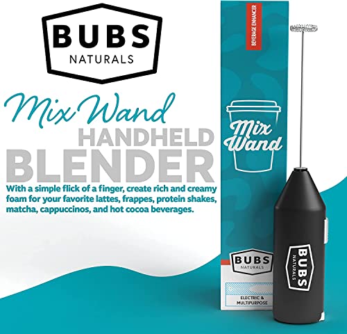 BUBS Naturals Mix Wand - MCT Oil Powder, Handheld Milk Frother - Lattes, Coffee, Cappuccino, Frappes, Hot Chocolate Blender - Portable