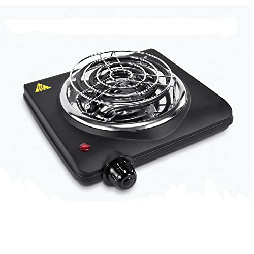 Electric Coals Burner Multipurpose Charcoal Burner ETL Approved Single Hot Plate 1000W Charcoal Starter with Adjustable Temperature Control Stainless Steel Cooktop Countertop for Camping&Cooking