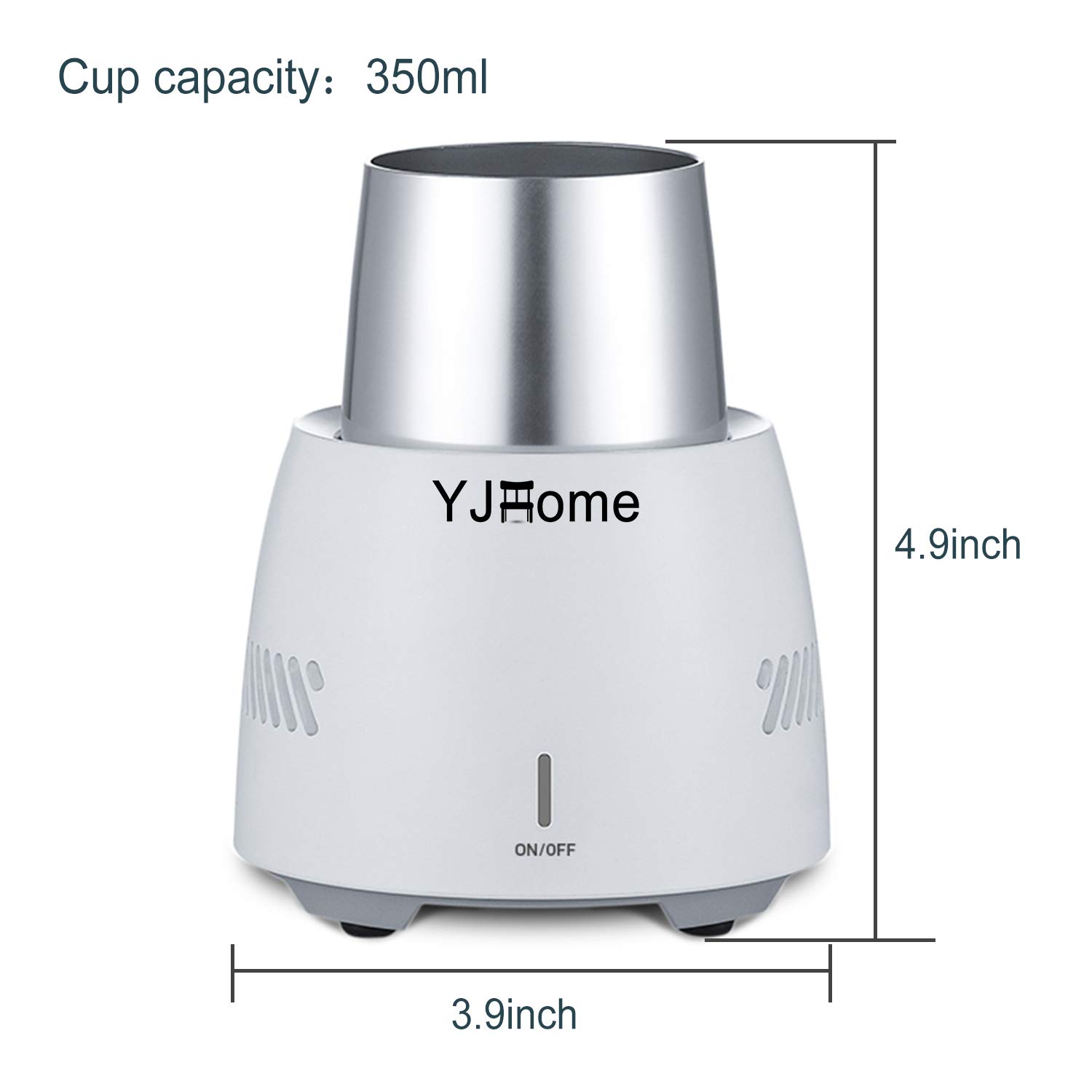 YJHome Cooler Cup Electric Cooling Cup Holder Plug in Mini Desk Refrigerator Portable Mug for Beverage Cola Beer Wine Drink Chiller 350ML, White