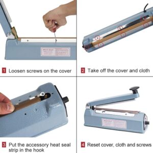 20 Inches Heat Seal Closer Impulse Sealer Accessories | 1 Wire Element and 1 Teflon Tapes (20 Inch)