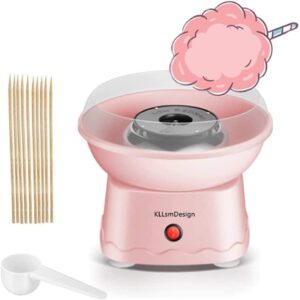 kllsmdesign cotton candy machine for kids, portable electric cotton candy maker with 10 reusable cones & sugar scoop for children's birthday gift family party holiday use