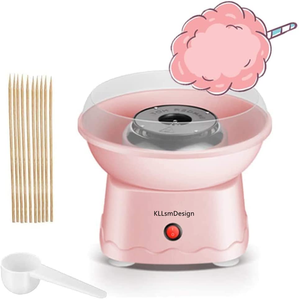 KLLsmDesign Cotton Candy Machine for Kids, Portable Electric Cotton Candy Maker with 10 Reusable Cones & Sugar Scoop for Children's Birthday Gift Family Party Holiday Use