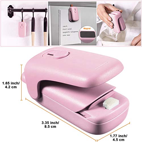 Mini Portable Handheld Heat Sealer, 2 in 1 Heat Sealer & Cutter Portable Bag Resealer Machine for Plastic Bags Storage Food Snack Cookies Fresh (Battery Included), Pink