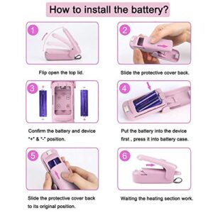 Mini Portable Handheld Heat Sealer, 2 in 1 Heat Sealer & Cutter Portable Bag Resealer Machine for Plastic Bags Storage Food Snack Cookies Fresh (Battery Included), Pink