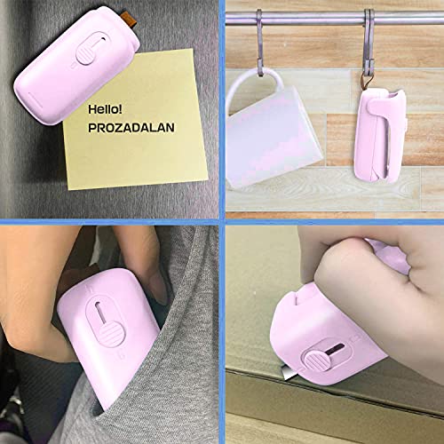 Mini Portable Handheld Heat Sealer, 2 in 1 Heat Sealer & Cutter Portable Bag Resealer Machine for Plastic Bags Storage Food Snack Cookies Fresh (Battery Included), Pink