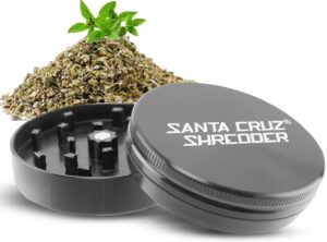 santa cruz shredder metal herb grinder knurled top for stronger grip 2-piece 2.7" (grey)