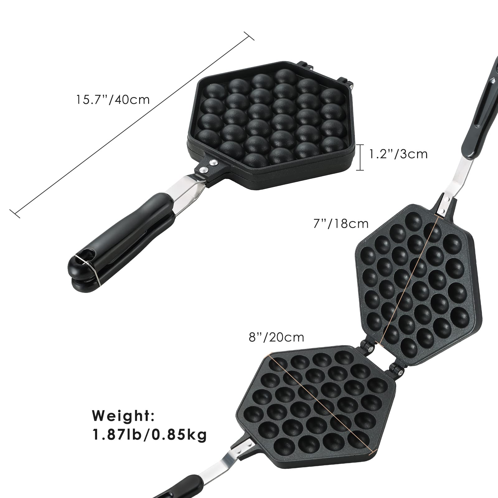 MAOPINER Bubble Waffle Maker Pan Waffle Cake Mold Pot Non-stick Double Side Egg Waffle Maker for Breakfast Lunch Household Cafe Restaurant Cake Shop