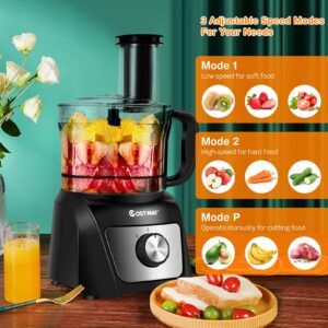 COSTWAY Food Processor & Blender, 500W Professional Food Chopper with 3 Blades, 3-Speed Adjustment, Dual Safety Lock Design, Large Capacity Bowls, for Crushing, Slicing, Shredding, Juicing