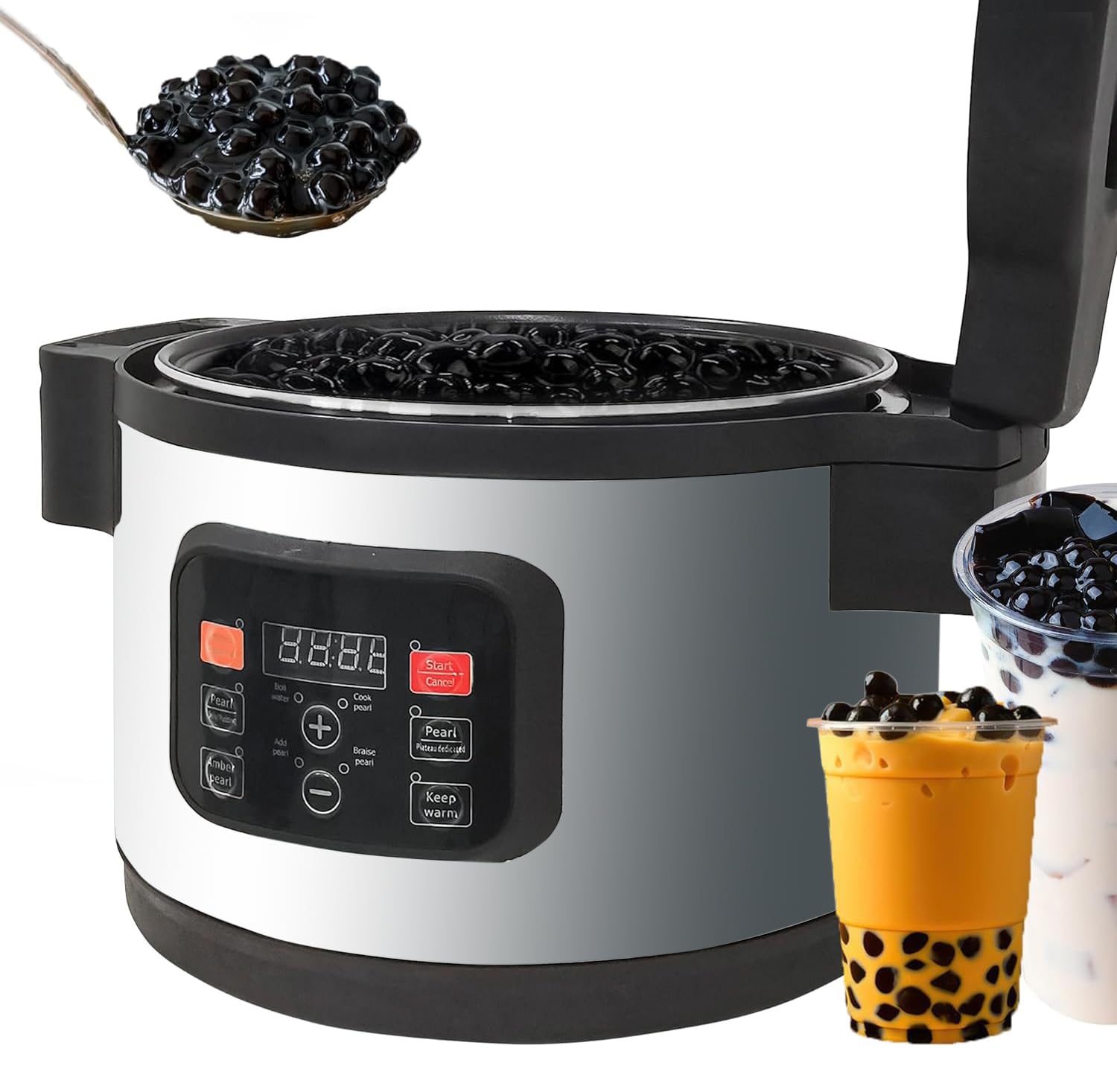 Mvckyi Commercial Pearl Cooker Tapioca Cooker, 12L Tapioca Maker Automatic Non-Stick Pearl Maker with Button Panel, Bubble Tea Cooker for Tea Sago Pearl Milk Tea