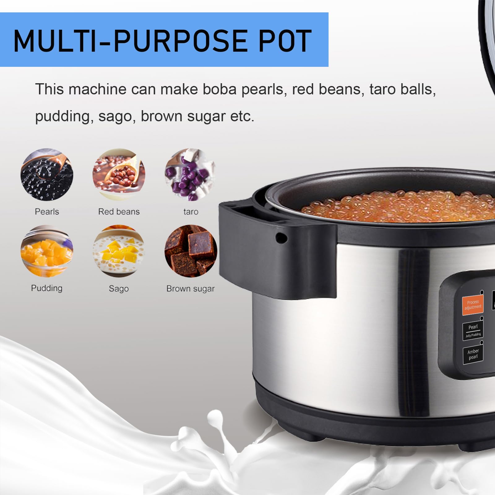 Mvckyi Commercial Pearl Cooker Tapioca Cooker, 12L Tapioca Maker Automatic Non-Stick Pearl Maker with Button Panel, Bubble Tea Cooker for Tea Sago Pearl Milk Tea