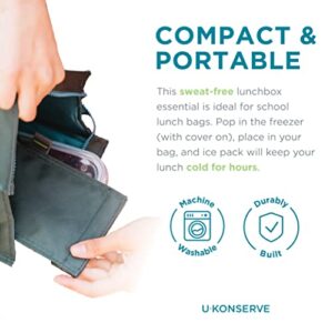 U Konserve Gel Ice Pack Sweat-Free to Keep Lunchbox and Cooler Bag Dry - Dark Gray - Recycled Fabric - Moisure-Free - Machine Washable Cover - Non-toxic