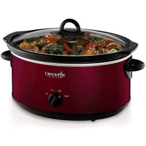 crock-pot large 7 quart capacity versatile electric food slow cooker home cooking kitchen appliance with removable ceramic bowl, red