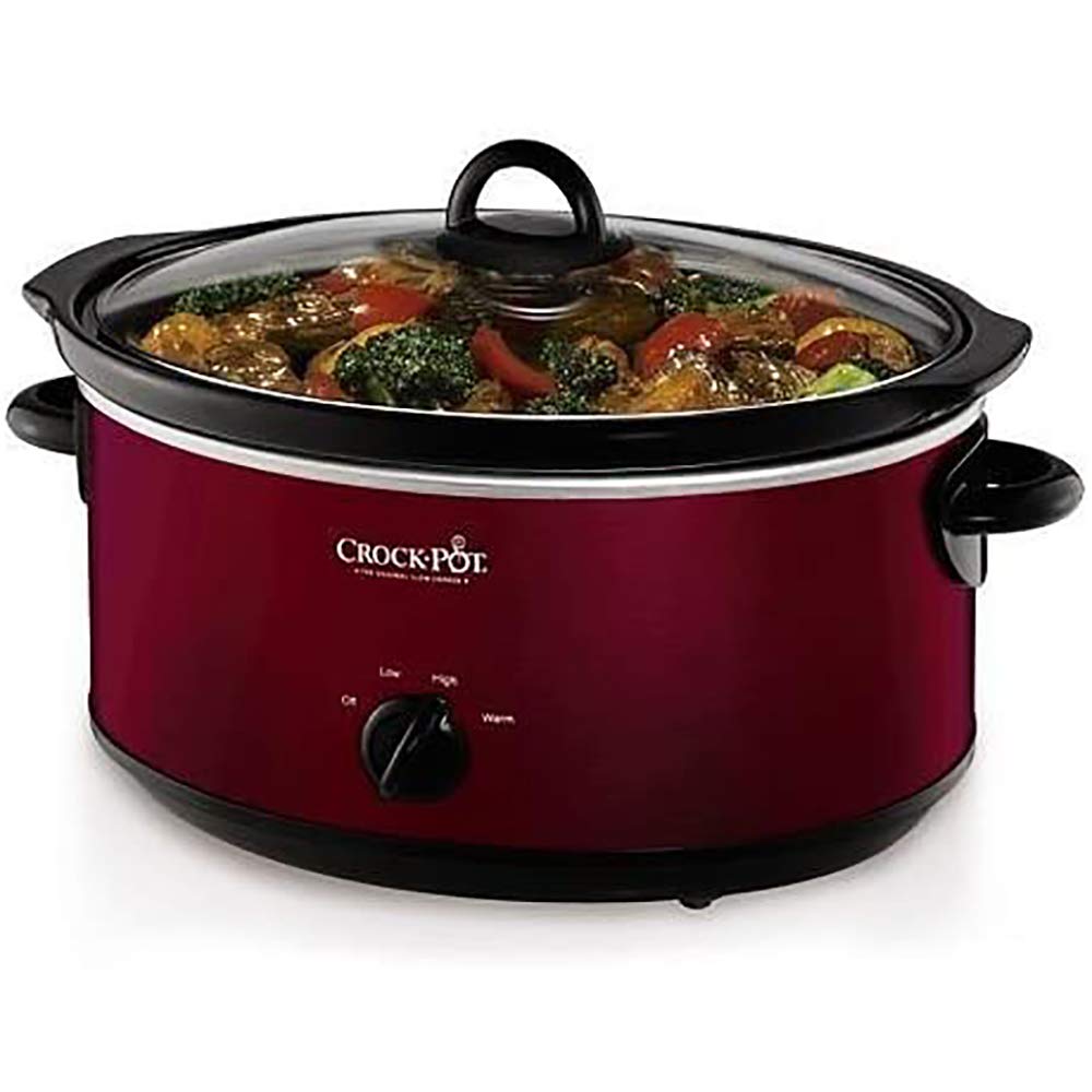 Crock-Pot Large 7 Quart Capacity Versatile Electric Food Slow Cooker Home Cooking Kitchen Appliance with Removable Ceramic Bowl, Red