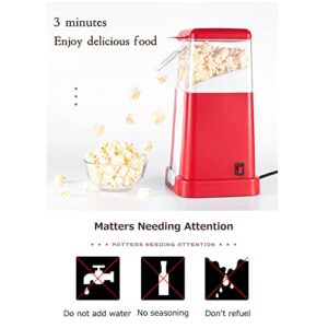 1200W Small Household Popcorn Maker Oil Free and Low Heat Popcorn Maker Machine Air Popcorn Popper for Party,Date,Childrens Birthday