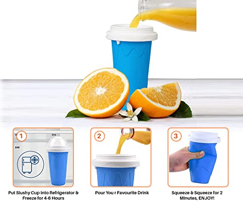 Slushy Cup (330ml, Silicone), Slushy Maker Cup, Quick Smoothies Magic Slushie Cup, Instant Yummy Smoothies & Milkshakes, Squeeze Cup, Cool Smoothie in Summer, for Everyone