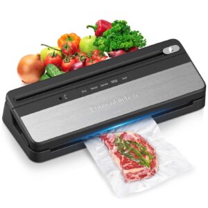bonsenkitchen food vacuum sealer machine, built-in cutter & sealer bags and container starter kit, dry&moist food modes, compact design air sealing system preservation for food storage