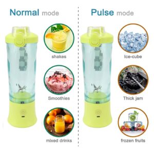 Luqeeg Portable Blender, 20oz 600ml Mini Blender, USB Rechargeable Blender with 6 Blades Handheld Personal Size Blender for Shakes and Smoothies for Kitchen Home Travel Office Camping