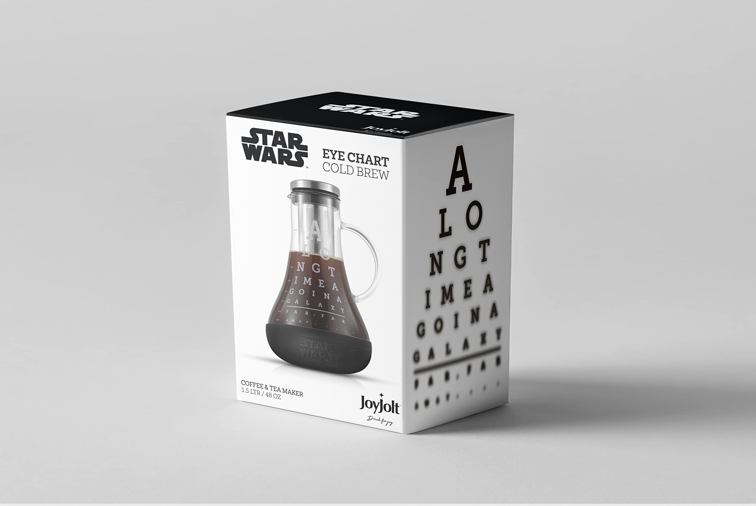 JoyJolt Star Wars Cold Brew Coffee Maker. 48oz/1.5L Cold Coffee Brewer and Infuser Filter. Glass Iced Coffee Maker Ice Tea Maker Cold Brew Pitcher. Star Wars Gift and Star Wars Kitchen Accessories