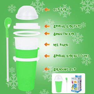 snow keychain Slushie Cups, Slushy Machines Slushie Cup Maker, Slushy Cup 2 Pack, Slushie Machines Ice Cream Maker, Frozen Magic Slushy Maker Cup for Fun(PINK+GREEN)