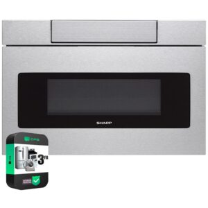 sharp smd2470asy 24 in. 1.2 cu. ft. 950w stainless steel microwave drawer oven bundle with 3 yr cps enhanced protection pack