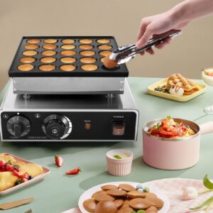 POWLAB Mini Dutch Pancake Baker Maker Commercial Poffertjes Electric Dorayaki Maker Muffin Making Machine 25Pcs Non-stick Waffle Pancake Maker for Home Kitchen Restaurant Bakery Leisure Snack Bar