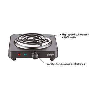 Salton HP1940 Electric Cooktop, 1000 Watts, Black