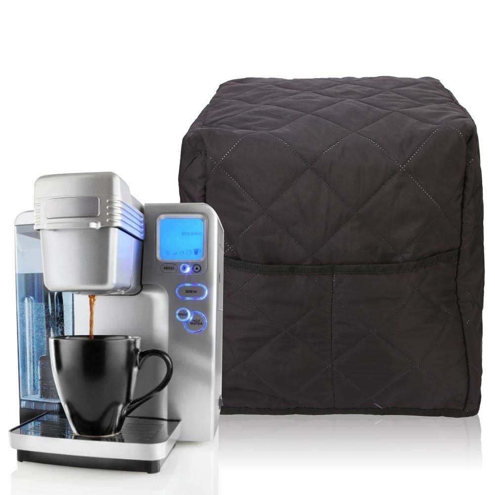 Coffee Machine dust Cover Double Face Cotton Quilted Cover Compatible with Coffee Systems Washable Cotton Quilted Stand Mixer Coffee Maker Appliance Cover Kitchen tool Black