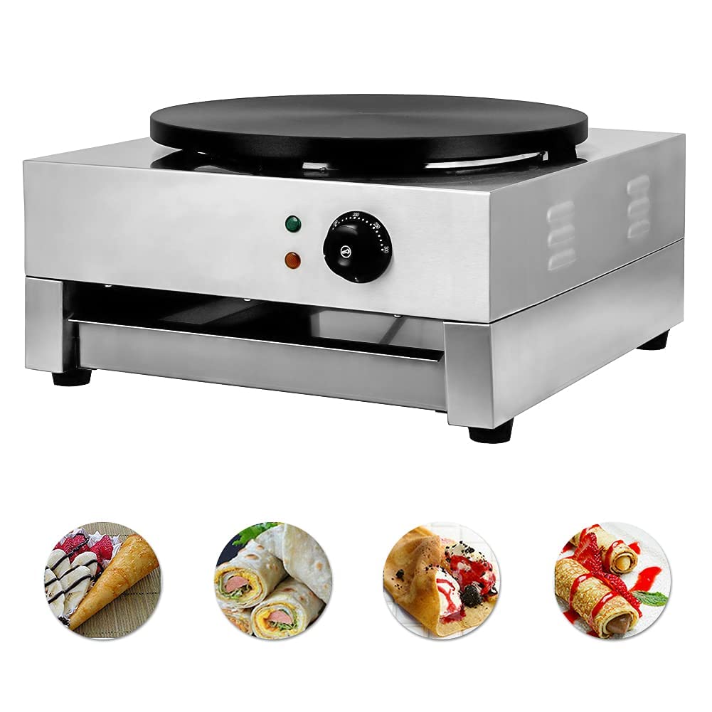 Crepe Maker Machine 16" Pancake big Hotplate Non Stick (Electric 3000W) Adjustable Temperature for Commercial