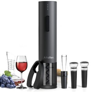 ataller 4-in-1 electric wine bottle openers set, usb rechargeable automatic wine corkscrews with 1 x wine pourer and 1 x foil cutter and 2 x vacuum wine stoppers