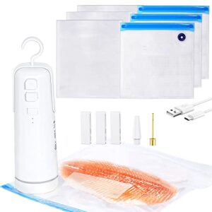 handheld vacuum sealer, cheweetty 3 in 1 mini bag sealer heat seal with cutter/electric ball pump with needle and nozzle for football basketball balloon/portable hand vacuum machine for food saver