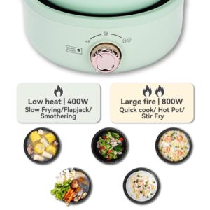 Drizzle Electric Hot Pot Cooker 1.8L,Skillet Grill Cooking Steamer,Dormitory Office Portable Ramen Cooker Simmer Pot,Suitable For Noodles Steak Cooker Eggs Stir-frying Pasta Oatmeal