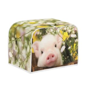 Buybai Kitchen Toaster Covers 2 Slice Wide Slot Cute 3D Pig Pattern Small Appliance Covers Dustproof Bread Maker Covers