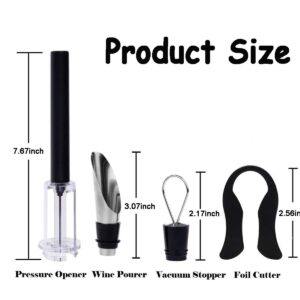 Wine Bottle Opener Wine Corkscrew Cork Remover Air Pressure Pump + Foil Cutter + Wine Bottle Stopper + Wine Pourer (Opener)