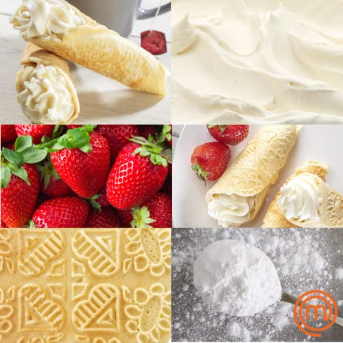 MasterChef Krumkake Baker-Make 2 Homemade Pizzelle Like Cookies, Great for Cannoli Filling & Waffle Cones, Fun Nonstick Electric Iron Press Kitchen Appliance-Home Made Treats