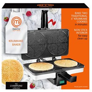 MasterChef Krumkake Baker-Make 2 Homemade Pizzelle Like Cookies, Great for Cannoli Filling & Waffle Cones, Fun Nonstick Electric Iron Press Kitchen Appliance-Home Made Treats