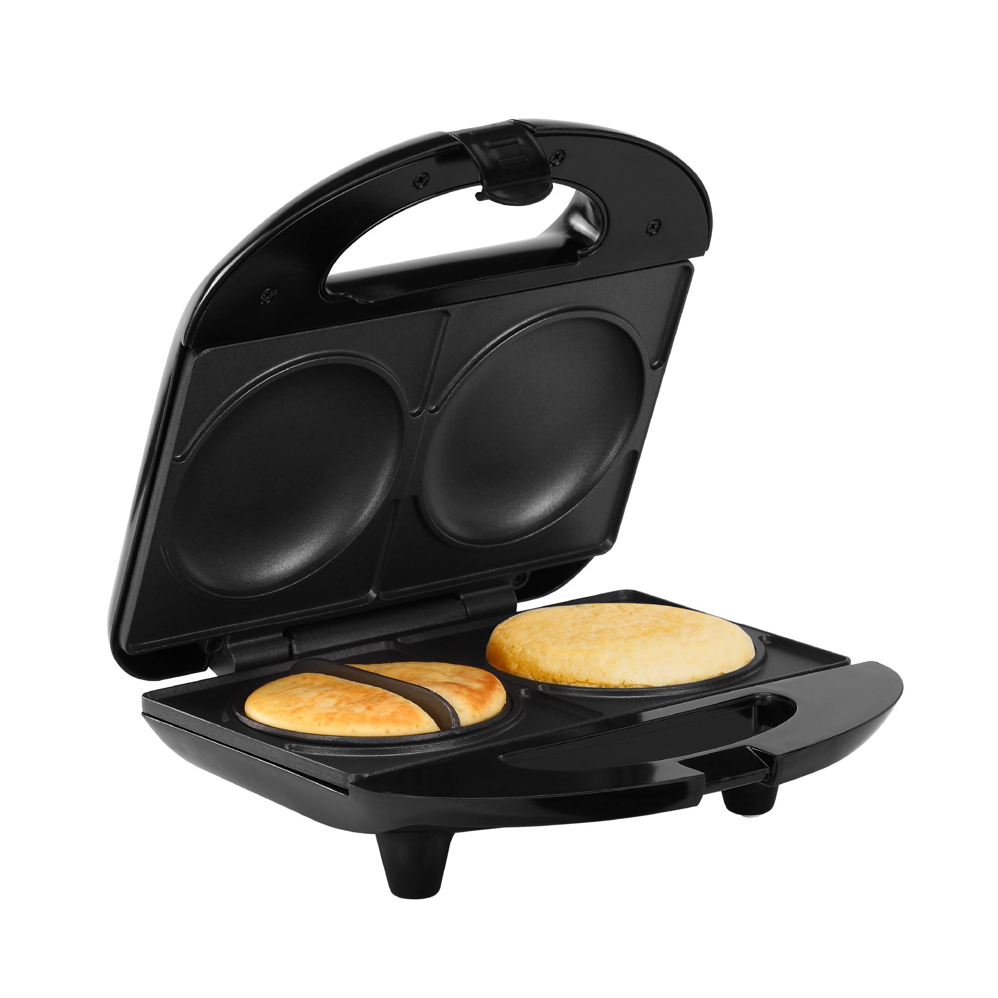 Holstein Housewares - Non-Stick Electric Arepa and Empanada Maker, Makes 2, Black/Stainless Steel