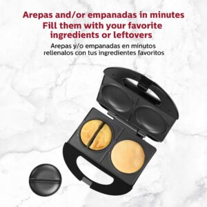 Holstein Housewares - Non-Stick Electric Arepa and Empanada Maker, Makes 2, Black/Stainless Steel