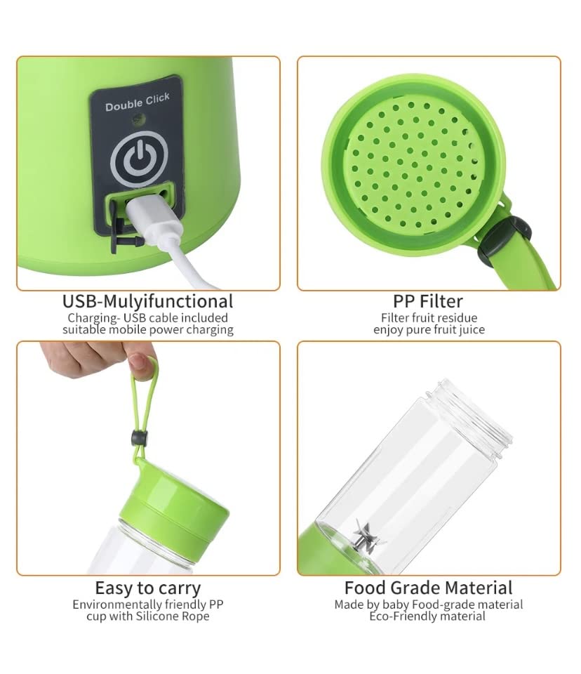 Portable blender green mini blender 380 ml blender cup rechargeable silicone strap mini portable blender unique popular item