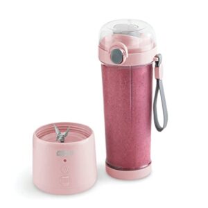 dash 16 oz personal usb bottle blender with travel lid and charging cord, single-serve smoothie and juice maker, rose