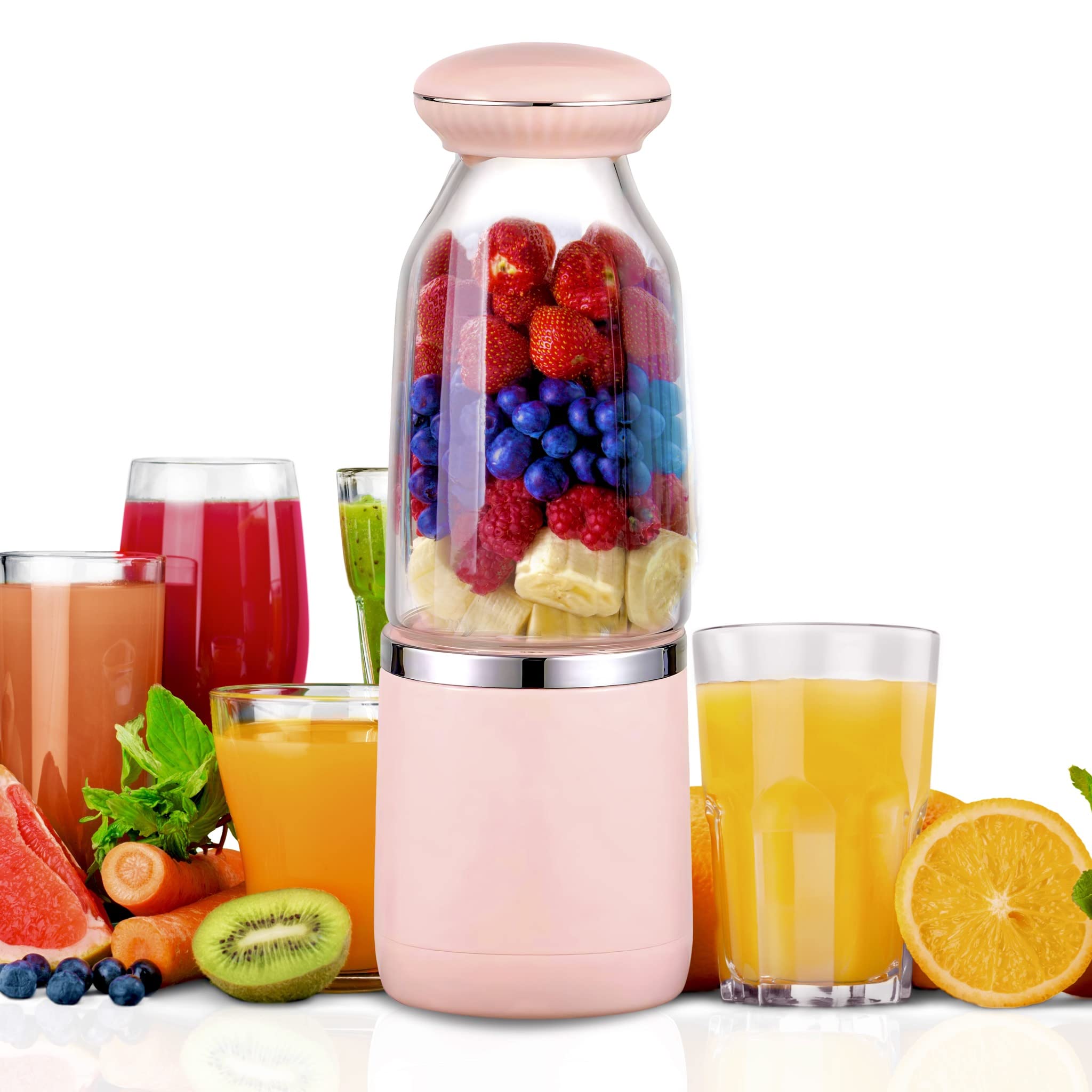 KP'S Variety 2022 ABS proof USB Portable-Personal Blender for Shakes, Smoothies, Protein Shake, any fruit Juice on the Go with High Speed Crushing Ice with 6 blades.