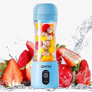 portable blender, personal size blender for smoothies and shakes, mini blender portable 2000mah usb rechargeable with six blades, electric blender sports,travel,gym (blue)