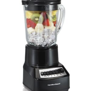 Hamilton Beach Wave Crusher Blender with 14 Functions & 40oz Glass Jar for Shakes and Smoothies, Black (54220) & 6-Speed Electric Hand Mixer with Snap-On Case, Beaters, Whisk, Black (62692)