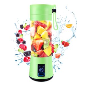 soqte handheld portable blender, personal size blender juice cup with 6 blades, mini blender for fruit smoothies and shakes, with 380ml juice cup for baby food, gym, home, travel (upgrade blade green)